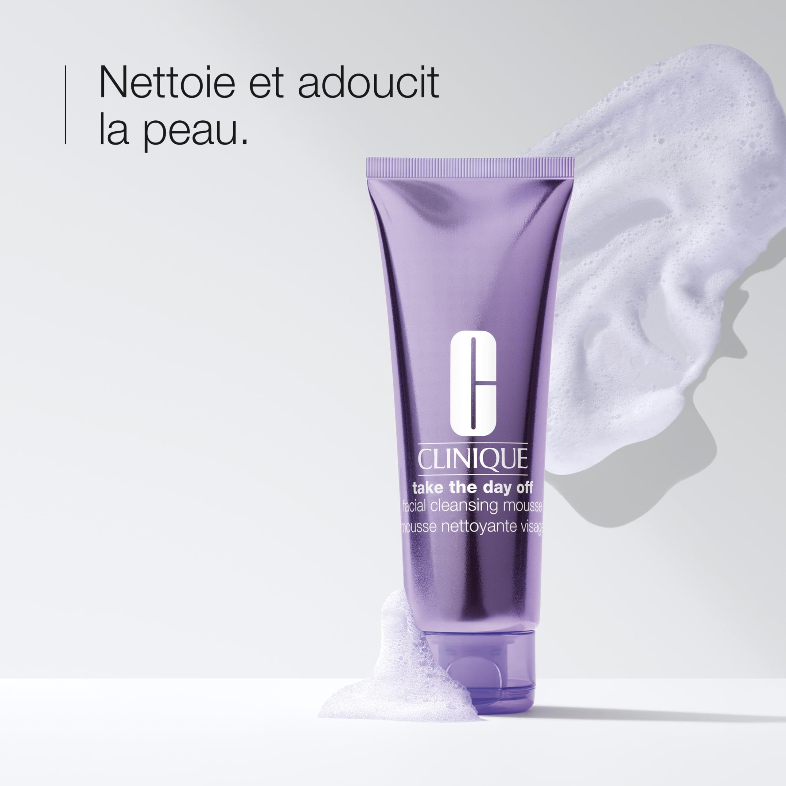 Clinique Take The Day Off Mousse Nettoyante Visage Acide Hyaluronique + Glycérine | Dissout Impuretés, Écran Solaire et Pollution, 125 ml