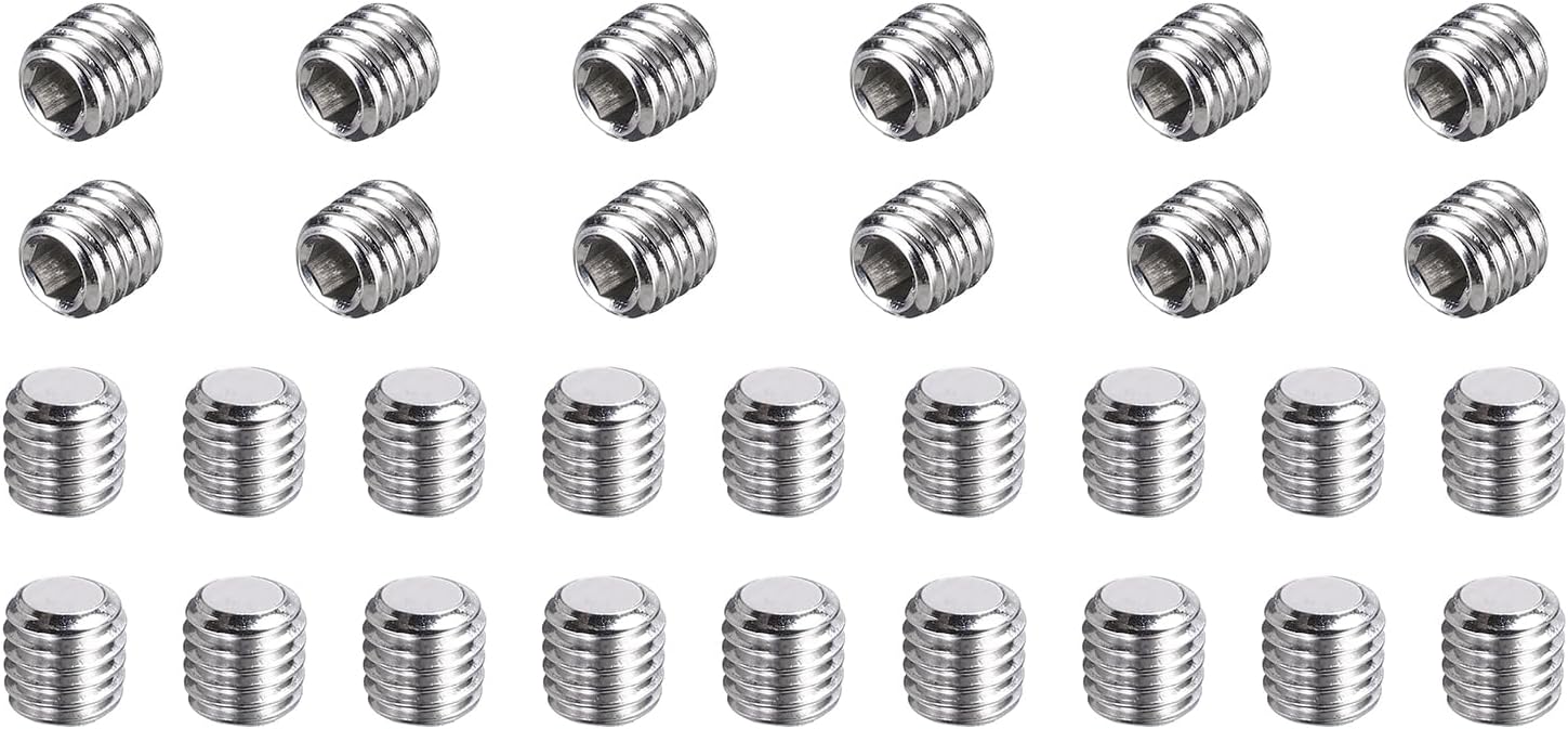 sourcing map 80 Pcs M5-0.8 x 5mm Grub Screws, 304 Stainless Steel Cup Point Allen Head Screws Internal Hex Socket Drive for Bathroom Fixtures Repair Furniture DIY Project