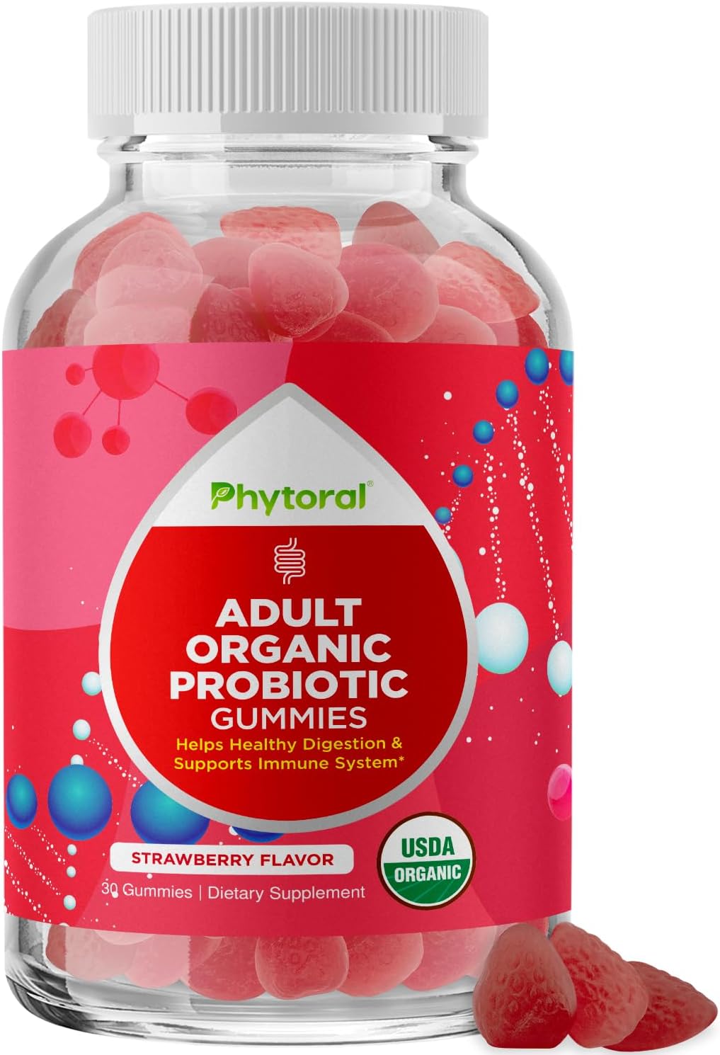 Healthy Gut Probiotic Gummies for Adults - Organic Probiotics for Gut Health Upset Stomach Relief and Immune Support - Digestive Health Chewable Probiotic Gummies for Women and Men - 5 Billion CFU