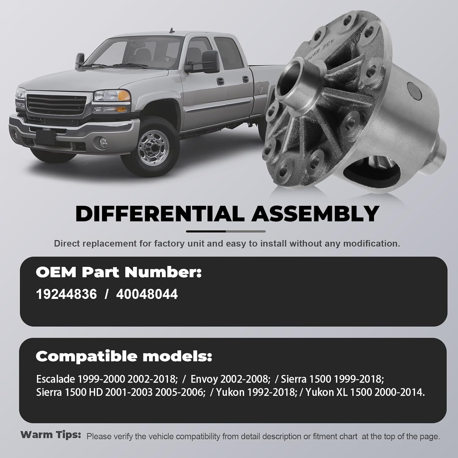 Rear differential Open Loaded Carrier Case for Escalade S10 Silverado Tahoe Trailblazer Sierra Yukon 8.5" 8.6" 30 spline 10 Bolt - 2.73-5.13Ratios Limited Slip Locker with Bearing LM603049 L