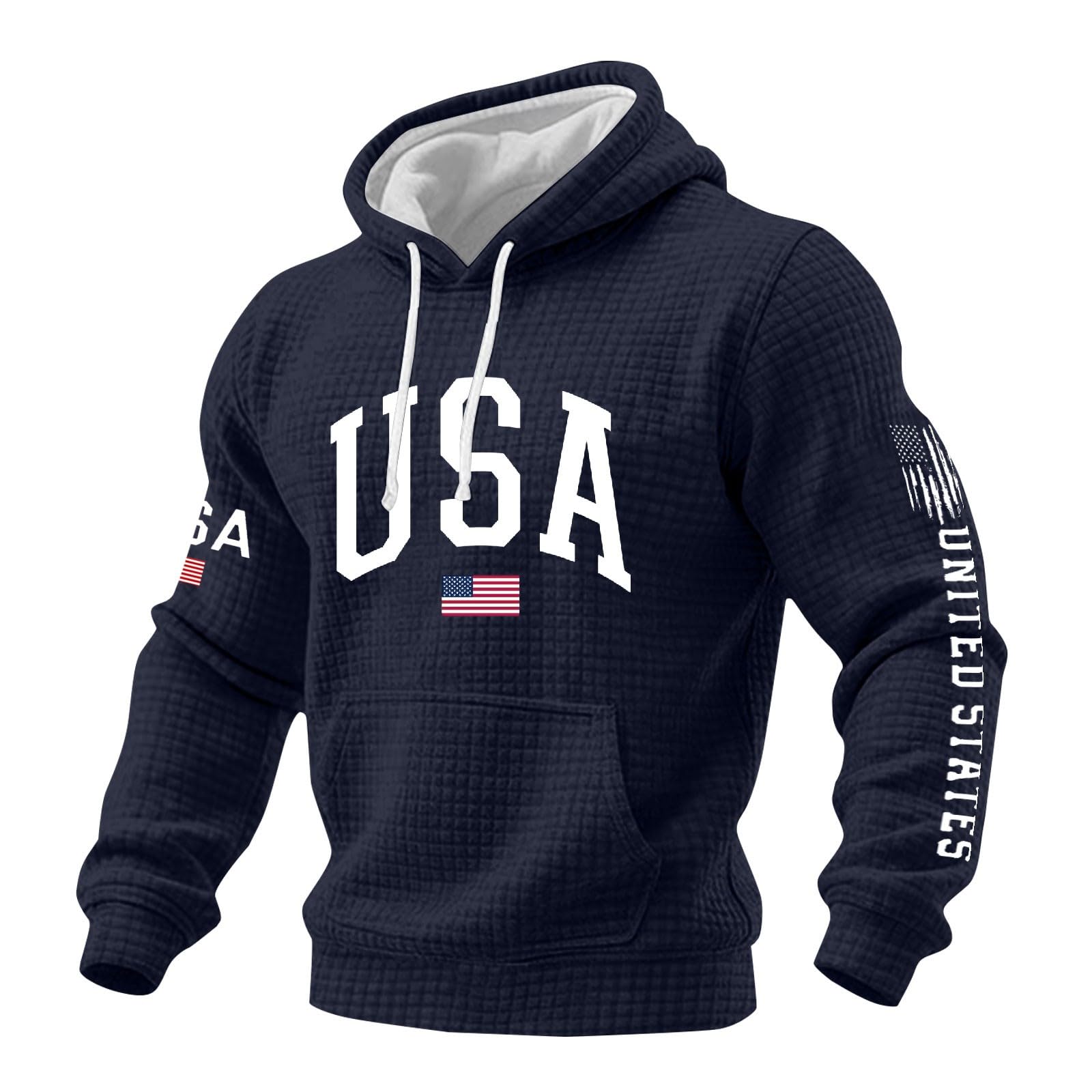 Ropa de gimnasio para hombre sudadera con capucha sin mangas y estampado de EE. UU. 4