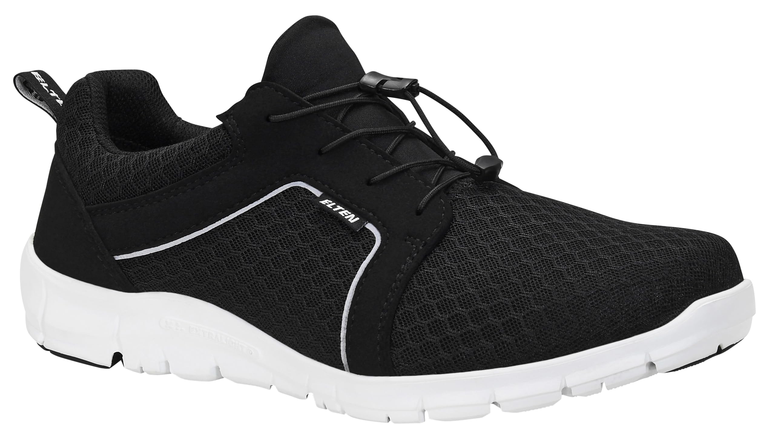 ELTEN Buty robocze MAIDU Black Low O1, damskie i męskie, tekstylne, lekkie, sportowe, czarne/białe, czarny, 46 EU