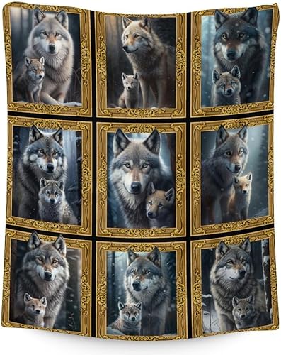 Vista 9 de Manta personalizada para niños con nombre, manta de lobo personalizada para niñas, regalo ideal de 60 x 80 pulgadas, diseño de lobo Estilo2-1
