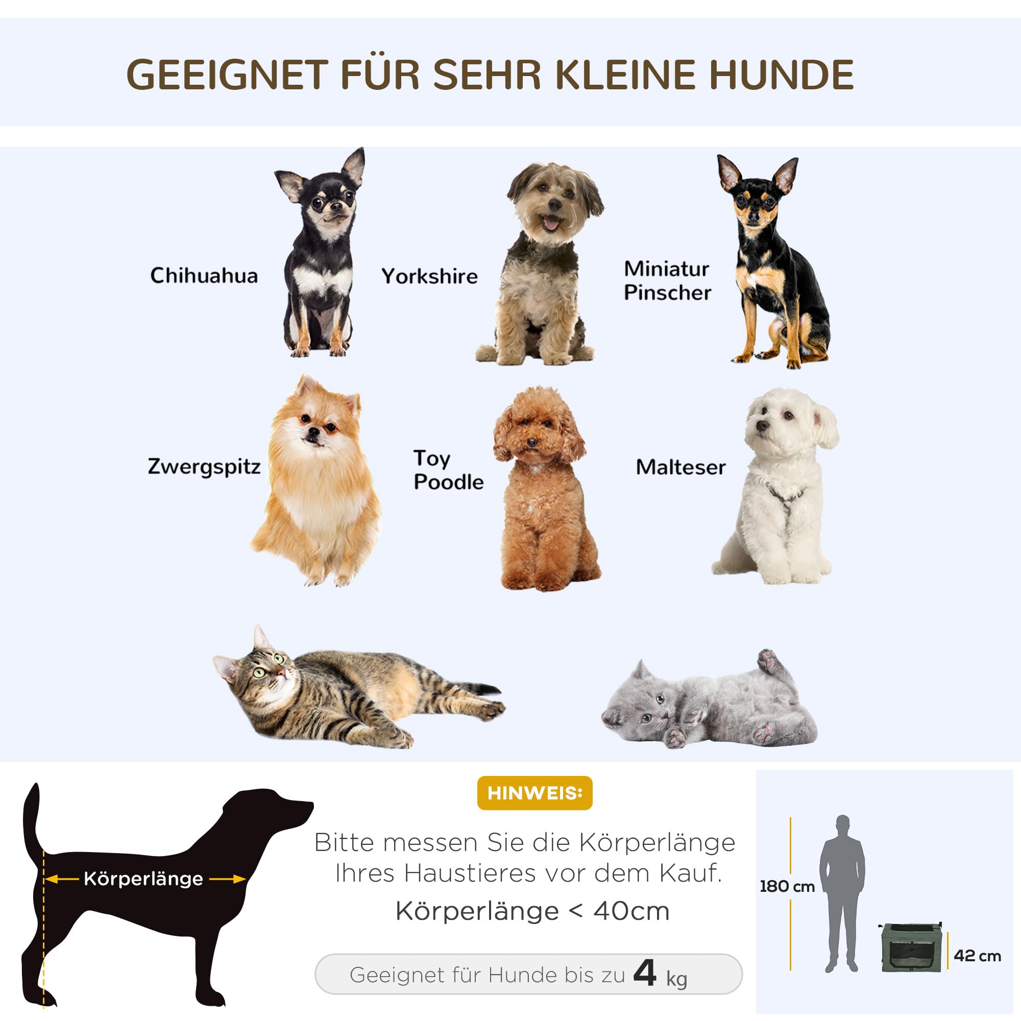 PawHut Hundetasche Hundebox mit Meshfenster, 60 x 42 x 42 cm Katzentransportbox mit Kissen, Griffen, Transportbox, Transporttasche für Hunde bis 4 kg, Oxford, Grau