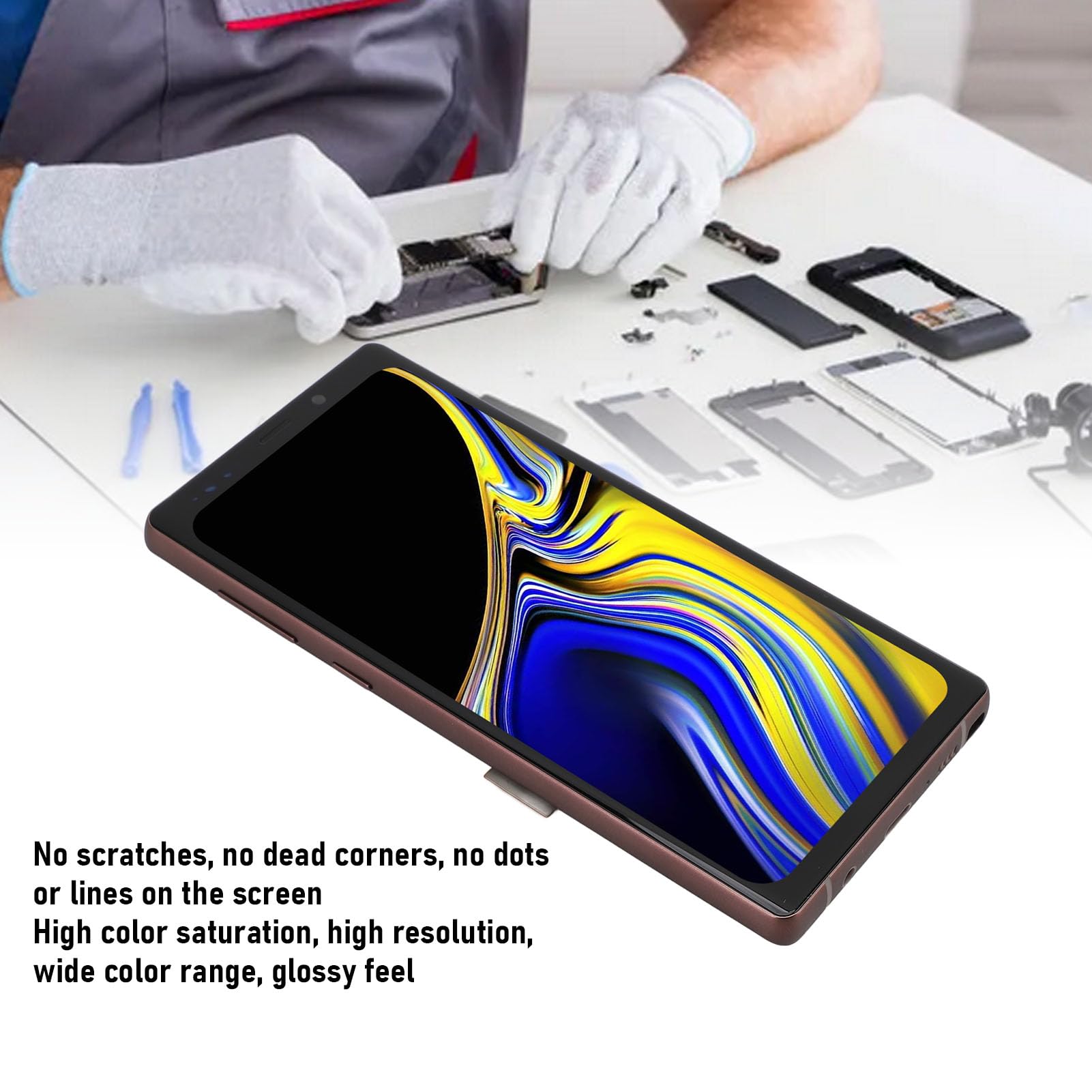 GOWENIC Zestaw do Naprawy Ekranu Smartfona 6,4 Cala Wyświetlacz LCD (GOLD)