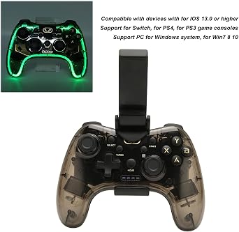 Wireless Gaming Controller, Dual Vibration USB Bluetooth Wireless Gaming Controller Gamepad with RGB Backlight, Remote Joystick Gamepad Computer Game Controller, PC TV, Switch for PS3 etc