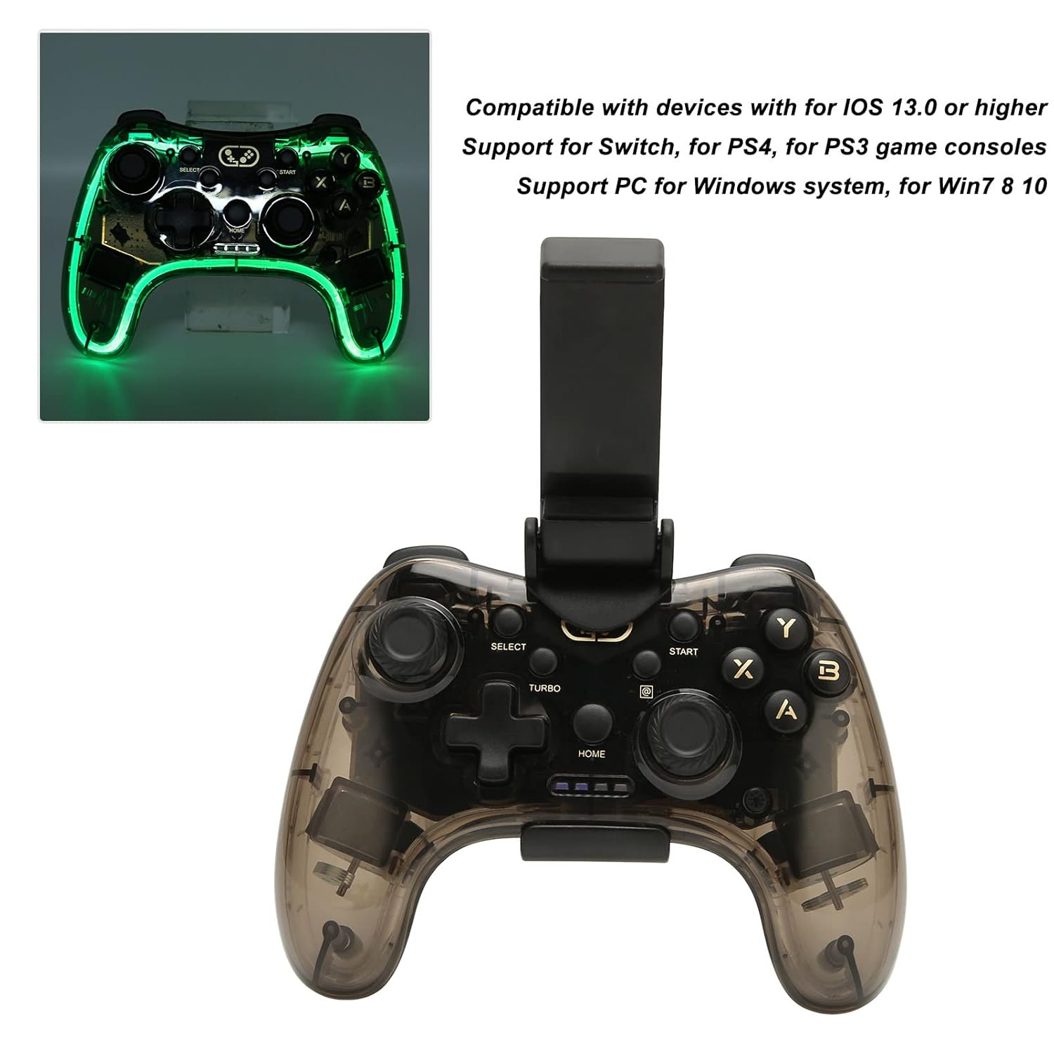 Gamepad Controller Game Controller, Bluetooth RGB Backlight Gaming Gamepad Joystick, Remote Gamepad Joystick for PC TV for Switch for PS3
