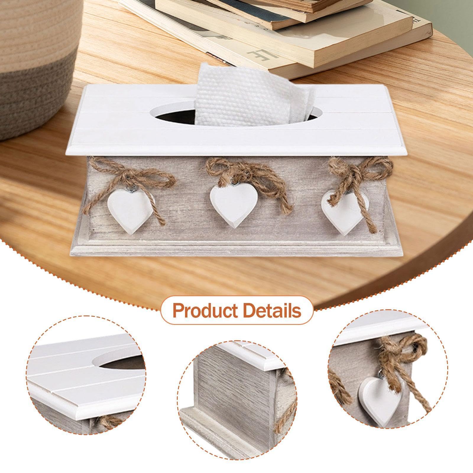 Caja de Pañuelos Decorativa de Madera para Colocar sobre Una Mesa O Mostrador. Soporte de Papel Higiénico de Madera.