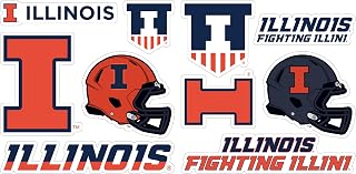 Illinois Fighting Illini Officially Licensed College Sticker Multipack - 10-Pack School Spirit Decal Set