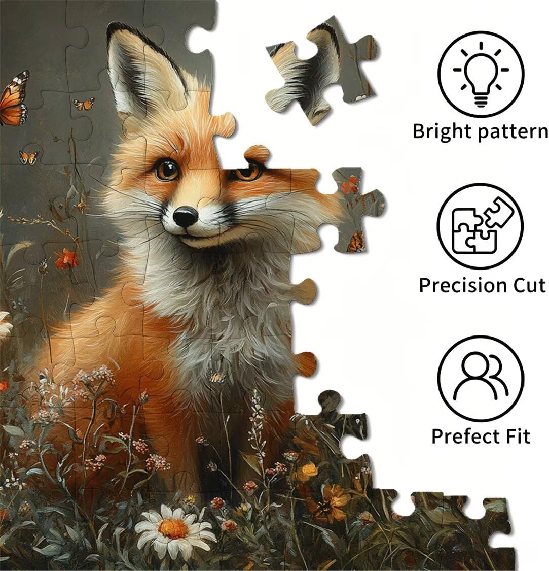 Puzzle 1000 Pièces Adultes Fleur Puzzles Classiques Renard, n-266