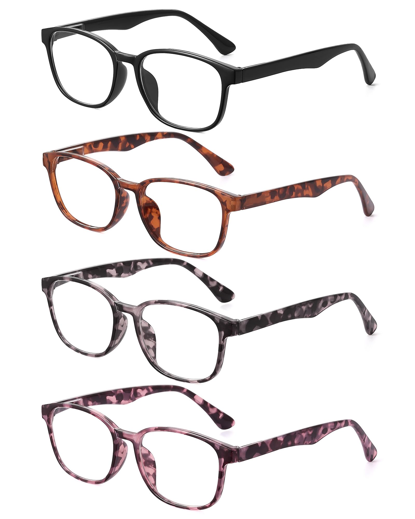 JM4 Pack Reading Glasses for Women Men Blue Light Blocking with Spring Hinges, Lightweight Eyeglasses for Ladies