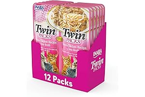Inaba Twin Packs for Cats, Shredded Chicken & Broth & Tuna &...