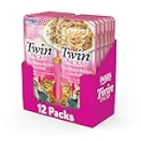 INABA Twin Packs for Cats, Side Dish/Topper Cups, 1.4 Ounces per Serving, 12 Servings, Tuna & Chicken Recipe in Tuna Broth