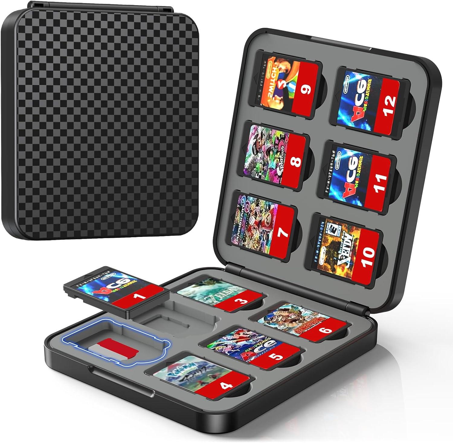 Switch Game Case for Nintendo Switch - Portable Cartridge with 12 Game & 12 Micro SD Card Slots, Switch Card Case- Hard Shell, Soft Silicone Lining, Magnetic Closure