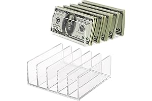 Acrylic Money Tray | Premium 2-Pack Clear Desktop Cash Organizer - Hipiwe...