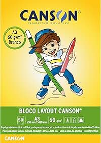 Bloco layout liso A3 60g com 50 folhas Canson