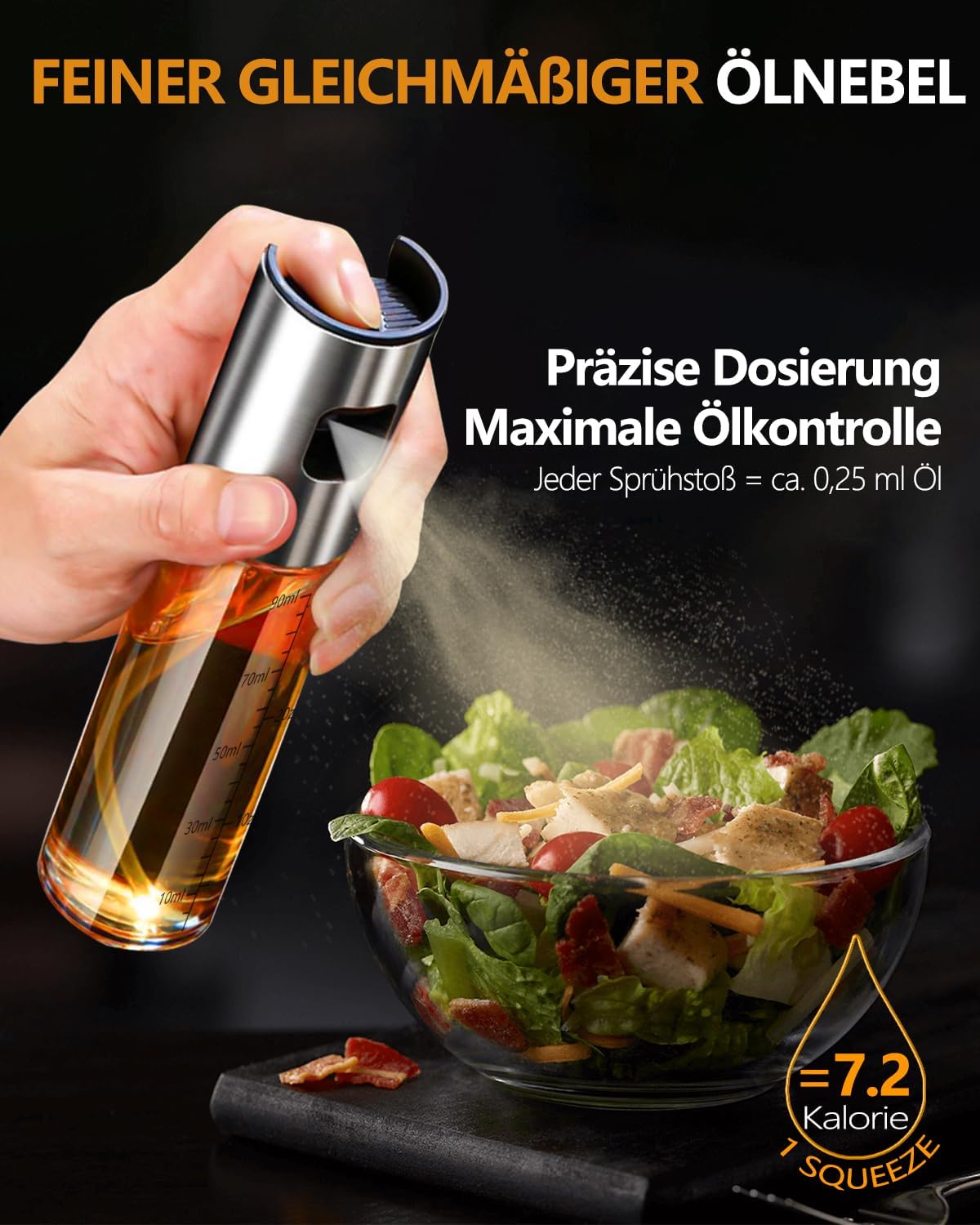 Imagem frontal do produto com fundo escuro, destacando o produto e a salada. Imagem frontal do produto com fundo escuro, destacando o produto e a salada.