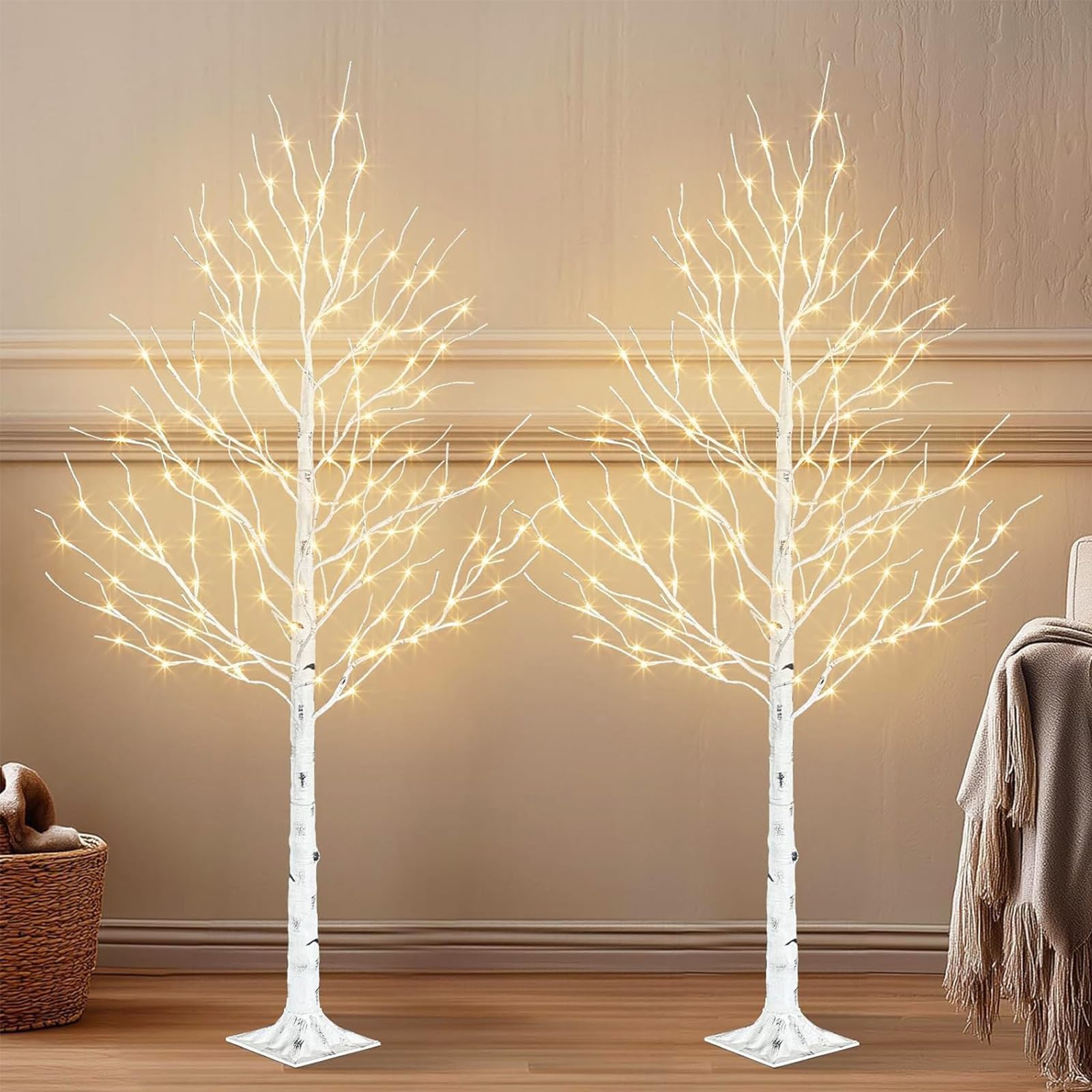 PABIPABI 2-Pack 6ft LED Birch Trees