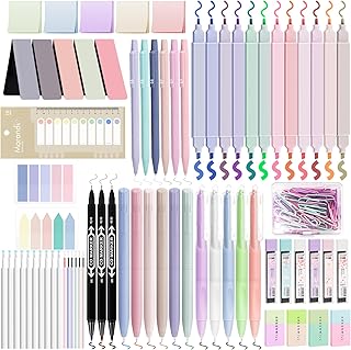 YIBONIKA 116 Piece Aesthetic School Supplies Set with 12 Pastel Highlighters, 11 Gel Pens, 6 Mechanical Pencils, Aesthetic...