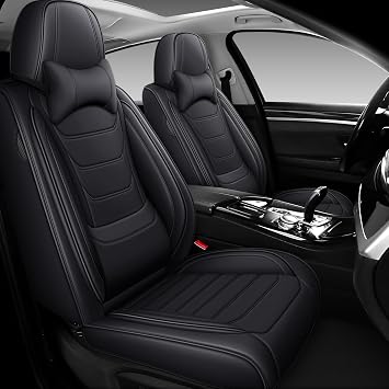 DHAEY Car Seat Covers for Kia K4 2025, Sport Seat Covers, Napa Leather, Cool & Supportive for Performance Driving, 2PCS Front with Pillows, Black