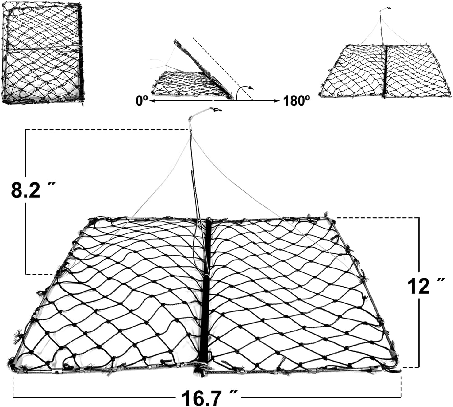 Palmyth Castable Crab Trap Hawk Foldable Crabjaw with Crab Gauge and Bait Clip