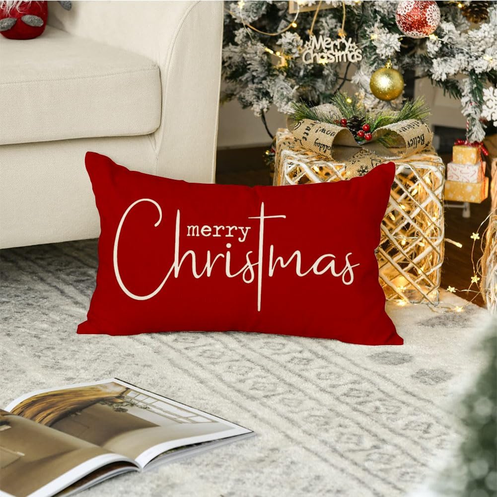 Housses Coussin Velours Cerf Motif Noël - Lot De 2 - Marron 50x30 Cm Lavable - Déco Hiver