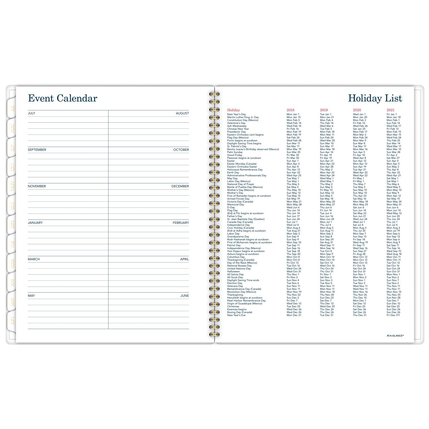 AT-A-GLANCE 2018-2019 Akademischer Jahres- und Monatsplaner, groß, 8-1/2 x 11, Fiona (1100-905A)