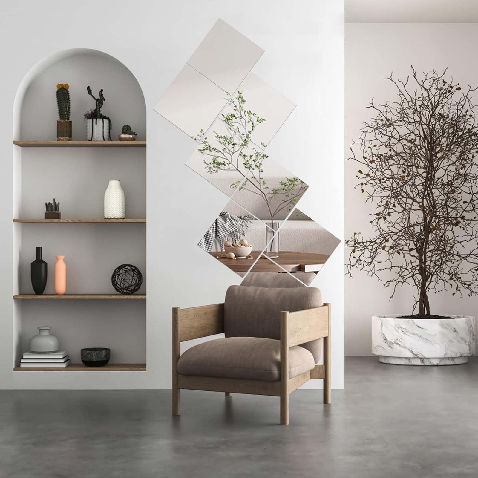 CINGHIA Miroir Adhesif Mural,Miroir Autocollant,6Pcs Miroir