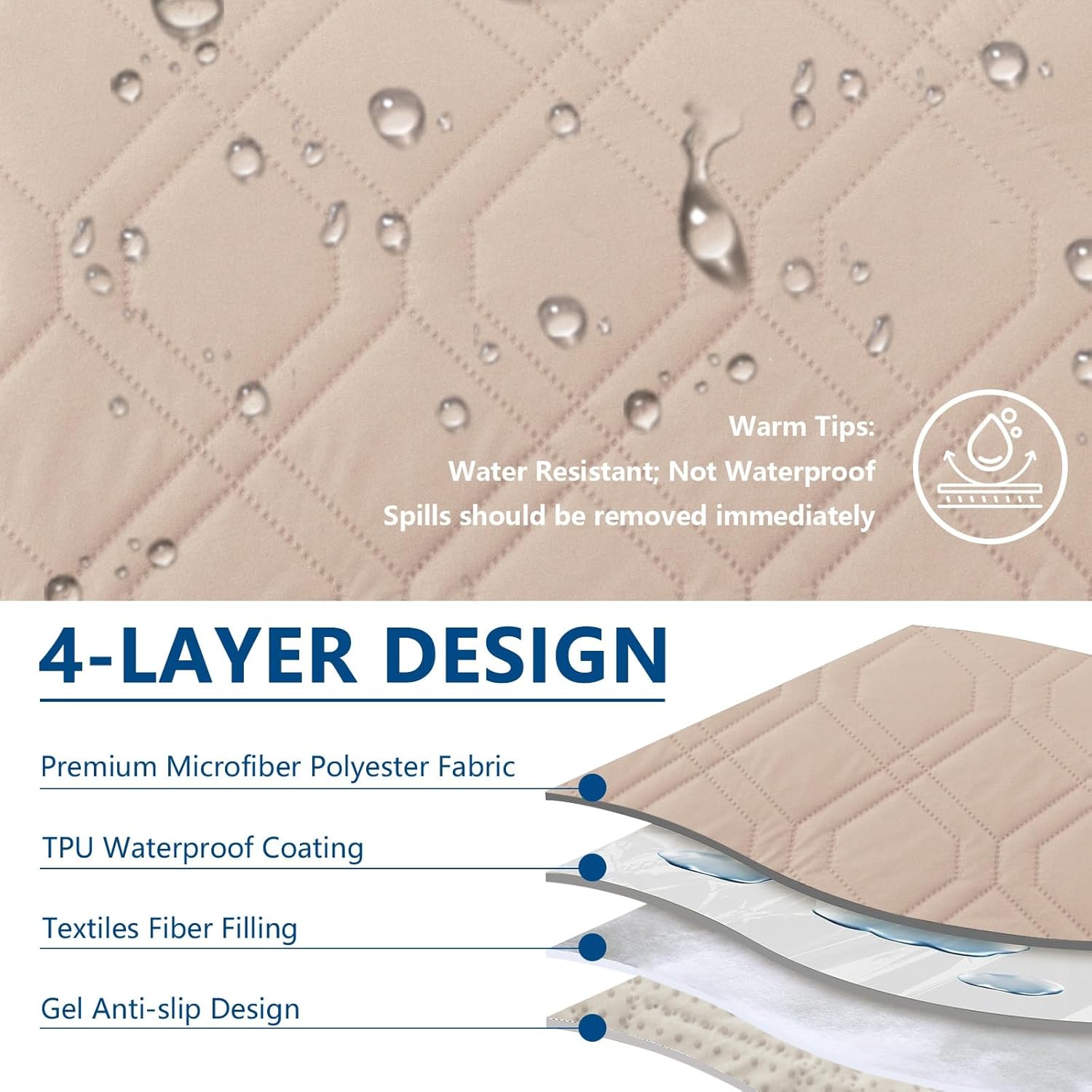 Set of 2/4/6 Waterproof Bar Stool Covers Dining Chair Protector WaterResistant Pub Seat Slipcover with Antislip Buckle for Kitchen/Computer/Cafe/Pub/Dining Room(Apricot,6pcs)