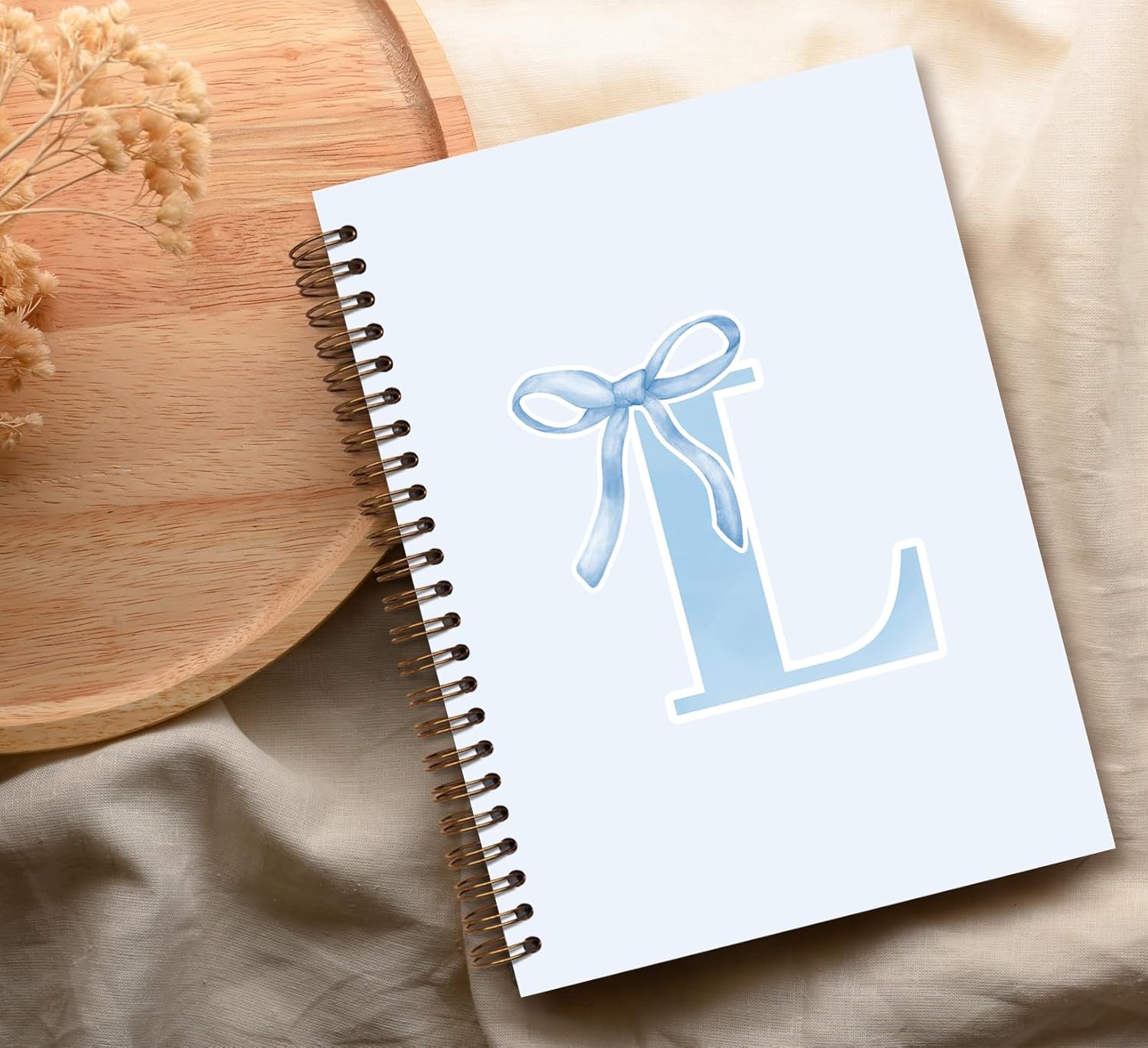 Blue Bow Journal Notebook for Girls,Initial L Journals Personalized Diary Gifts for Teen Girl Kids,Monogrammed Gifts for Women,Trendy Coquette Cute Hardcover Spiral Notebook 5.5 x 8.3 - Image 5