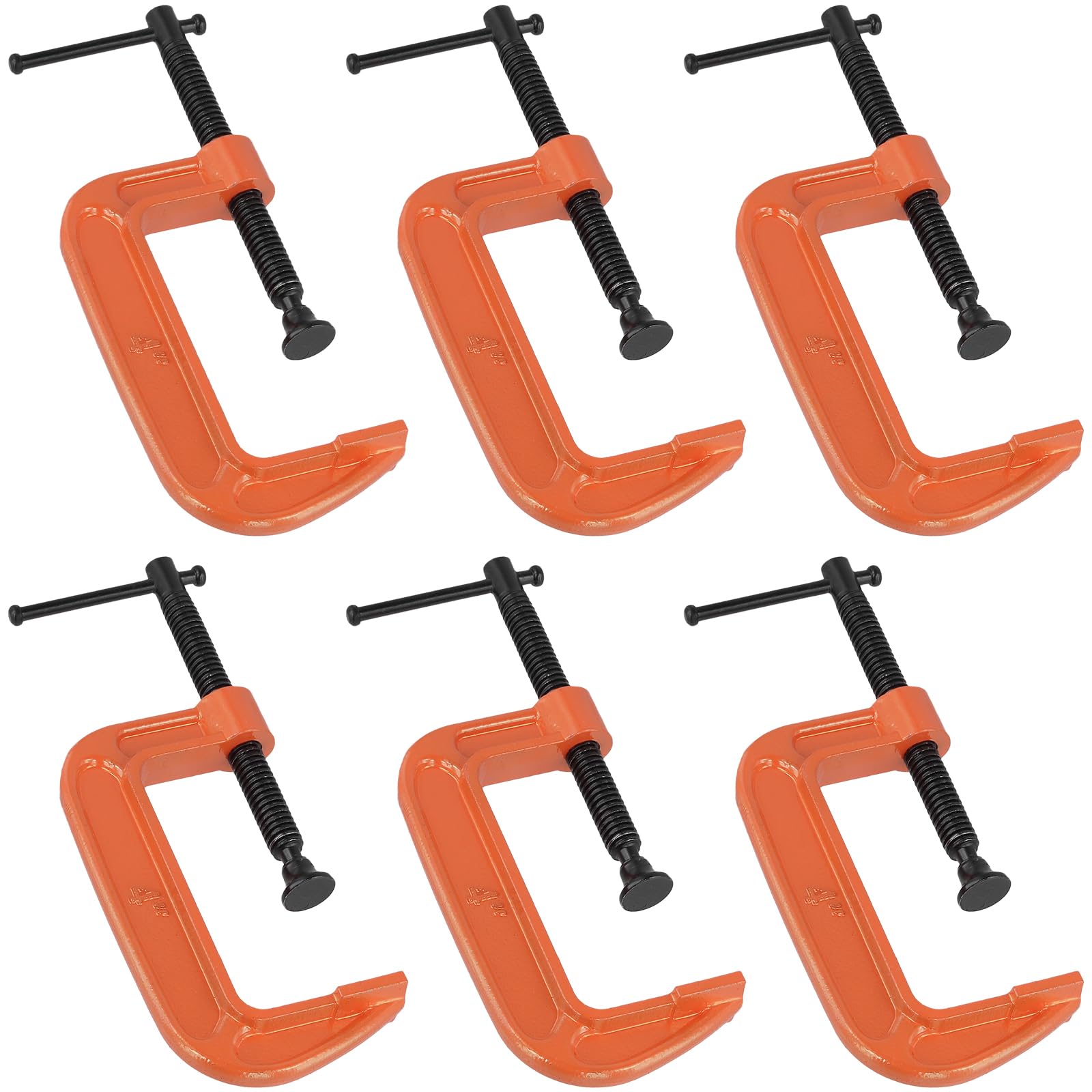 Honyuet Orange 4 Inch G Clamp, 100Mm Metal C Clamp For Woodworking And Welding, 6 Pack