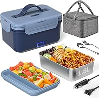 Vista 10 de Fiambrera eléctrica Akhia para adultos, fiambrera con calefacción de 100 W/1.8 L para hombres, trabajo/coche/camión, calentador de alimentos