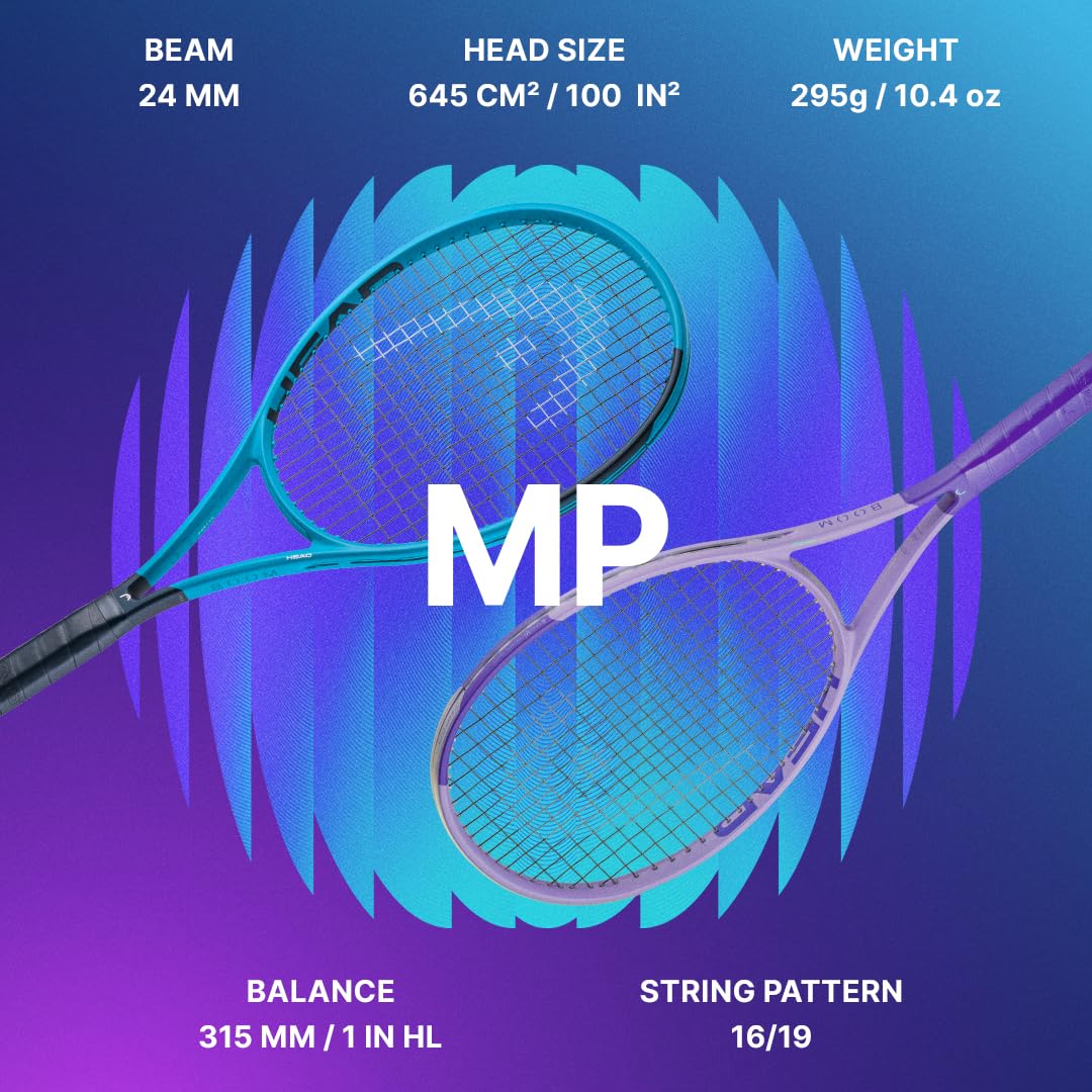 HEAD Boom MP 2026 Racchetta da tennis per giocatori intermedi e avanzati, tensione media con corda Velocity 16 g