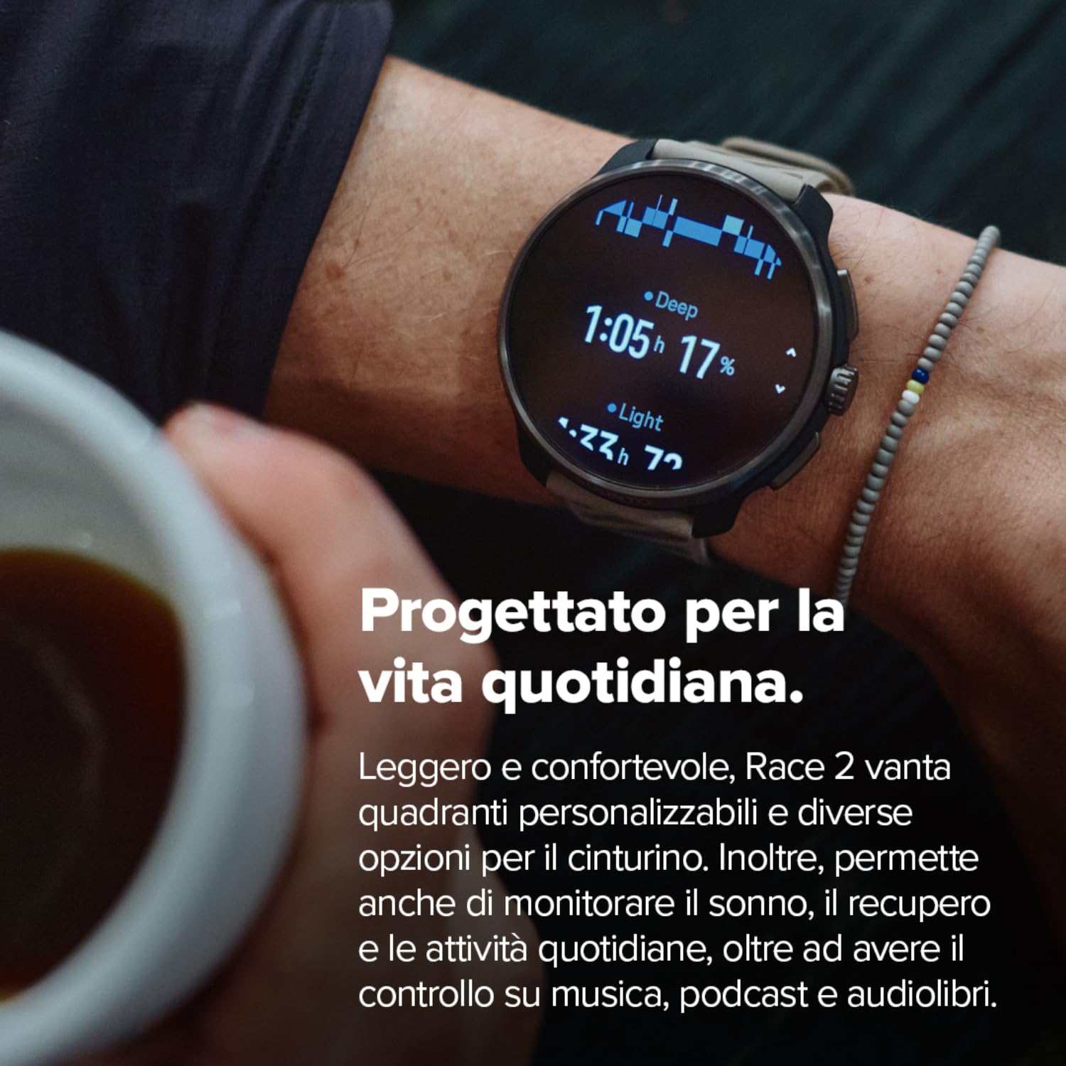 SUUNTO Race 2 Orologio Sportivo GPS, 115+ Modalità Sportive, GPS Dual-Band, Display AMOLED Ampio, Batteria fino a 16 Giorni, Mappe Offline Globali, per Corsa, Ciclismo e Allenamento Outdoor