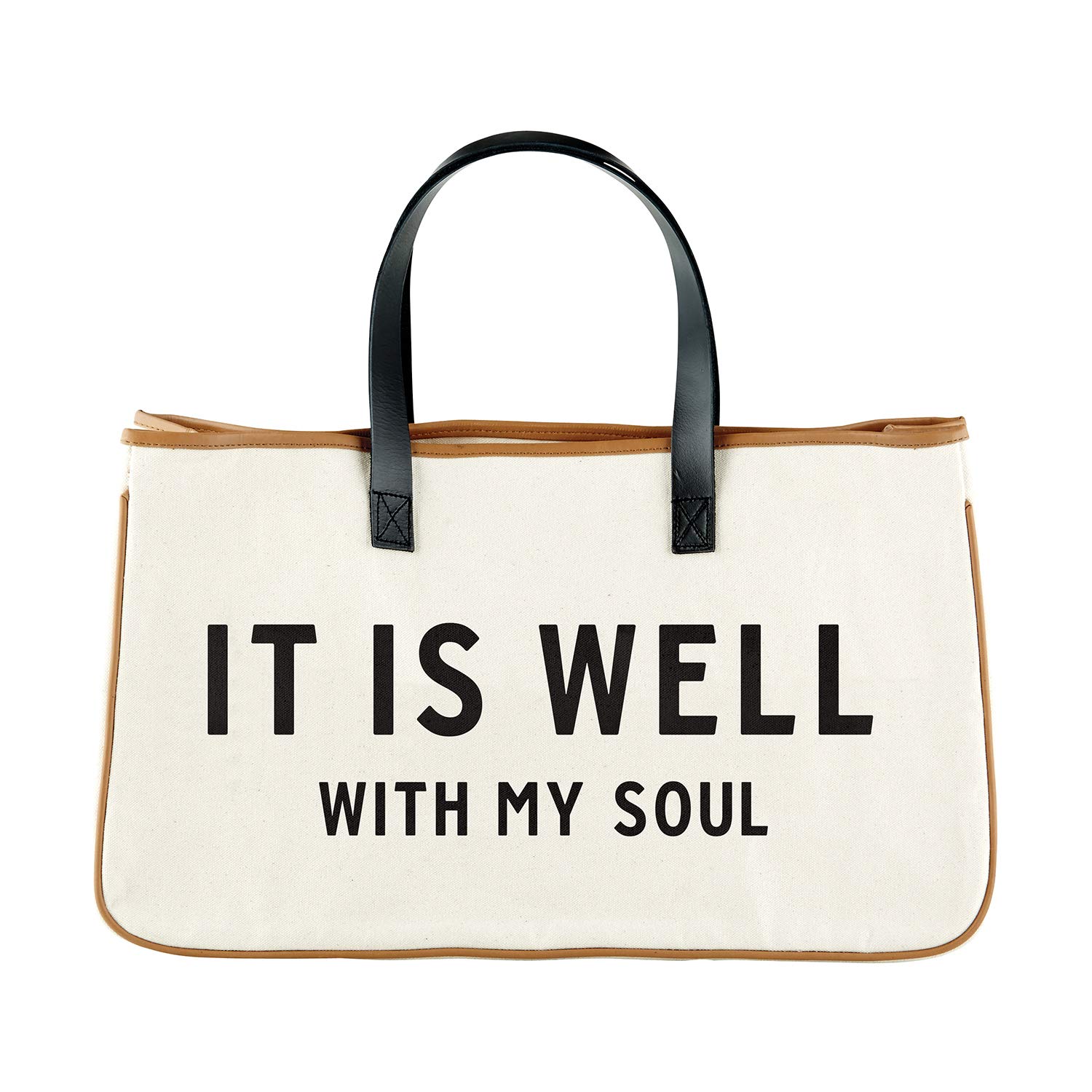 Creative BrandsFaithworks-Inspirational Large Canvas and Leather Tote, 20 x 11-Inch, It is Well