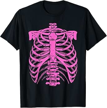 Amazon.com: Halloween Pastel Pink Skeleton Rib Cage T-Shirt