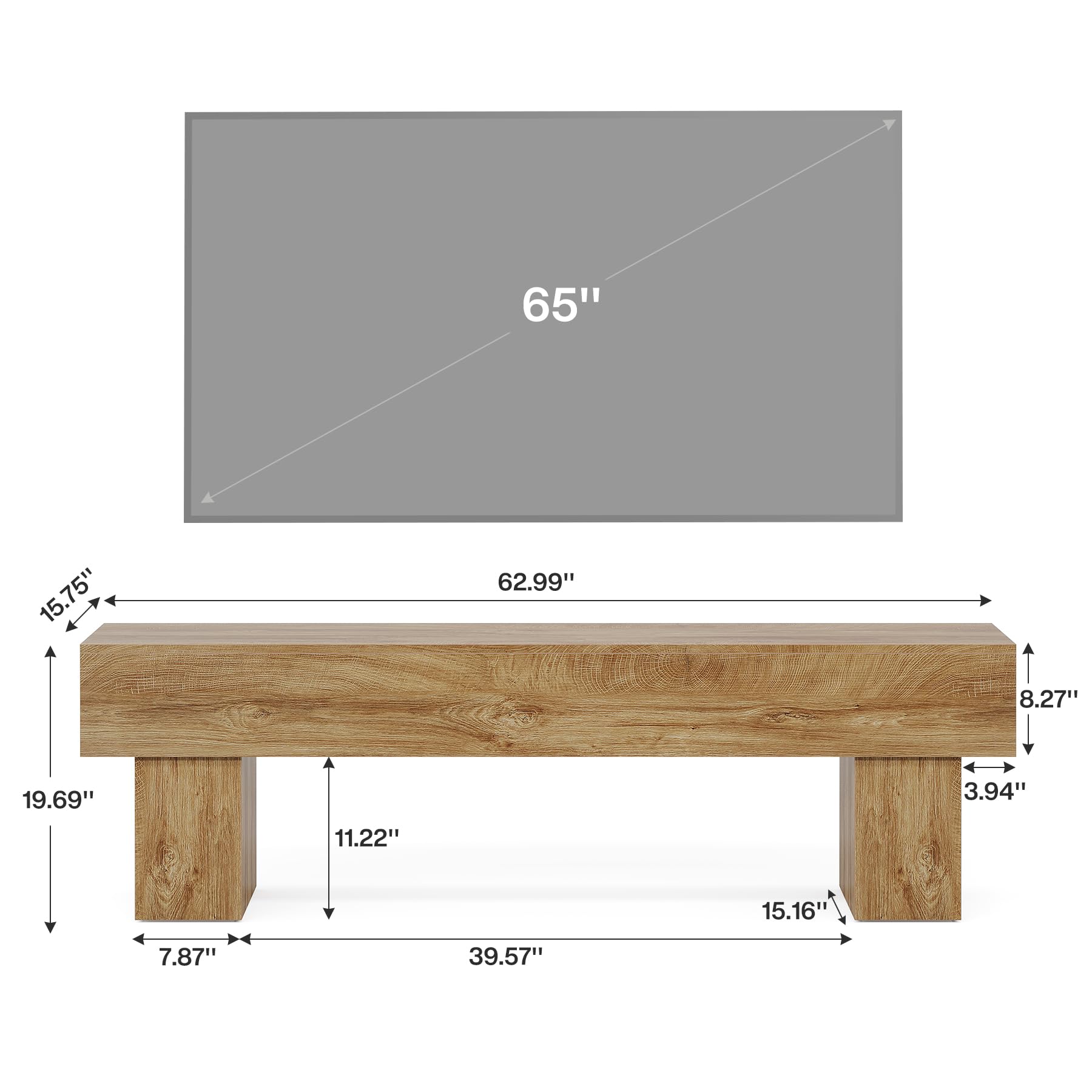 Tribesigns Mobile TV da 160 cm, mobile multimediale in stile rustico, mobile TV basso per soggiorno, Tavolino Porta TV lungo per televisori da 55/60/65 pollici