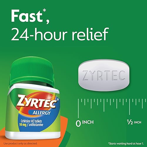 Miniatura 7 de Zyrtec Tabletas para alivio de alergias de 24 horas 10 mg de cetirizina HCl antihistamínico para alergias 45 unidades