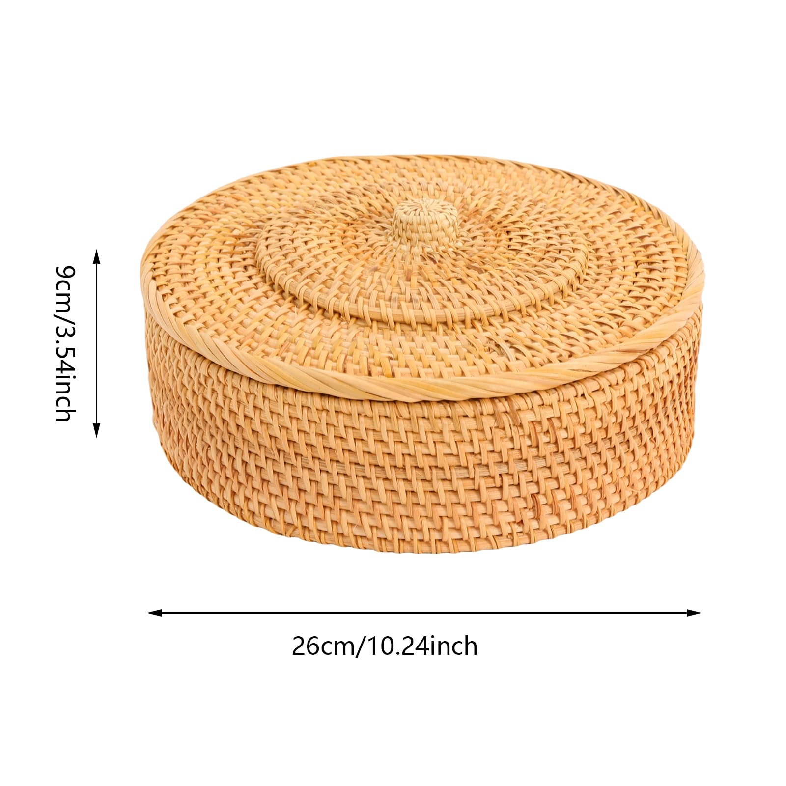 Tortilla Wärmer, Tortilla-Korb, Gewebtes Aufbewahrungsbox mit Deckel, Rattan-Tortilla-Halter für Pfannkuchen, Taco-Brot, Schreibtisch-Organizer (26 x 9 cm)