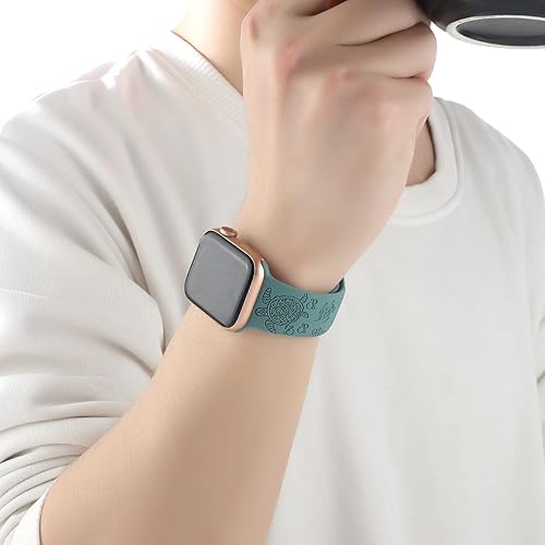 Miniatura 5 de Sea Turtle - Correa deportiva grabada compatible con Apple Watch Band de 1.496 pulgadas, 1.575 pulgadas, 1.614 pulgadas, para mujer, de silicona