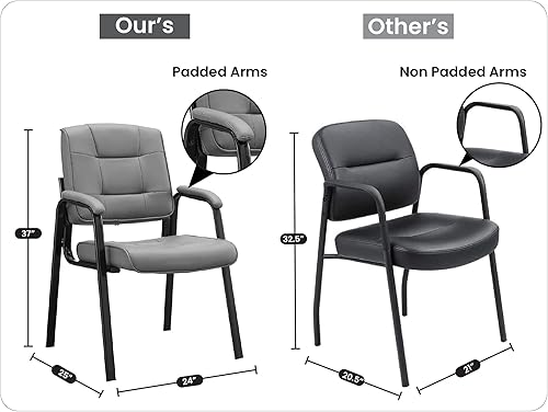 Miniatura 8 de Naomi Home Sillas de sala de conferencias  Sillas de oficina ejecutivas de cuero resistente con reposabrazos acolchado  Juego de 2 unidades, color