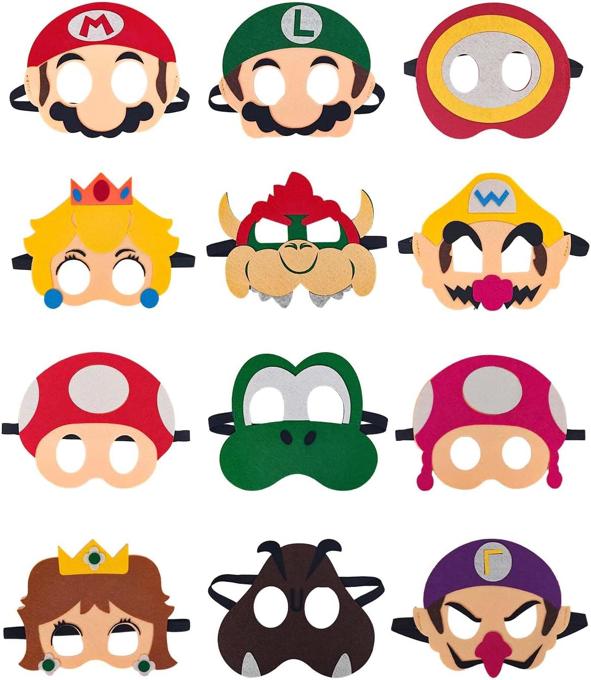 12Pcs Game Themed Felt Masks - Soft Cartoon Character Cosplay Masks for Birthday & Halloween, Photo Booth Props