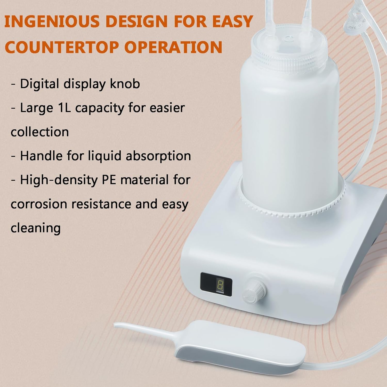 Aspiratore a vuoto riciclatore liquido, 1 l, con display digitale, 8 livelli di velocità, compatto e portatile, per didattica e ricerca scientifica