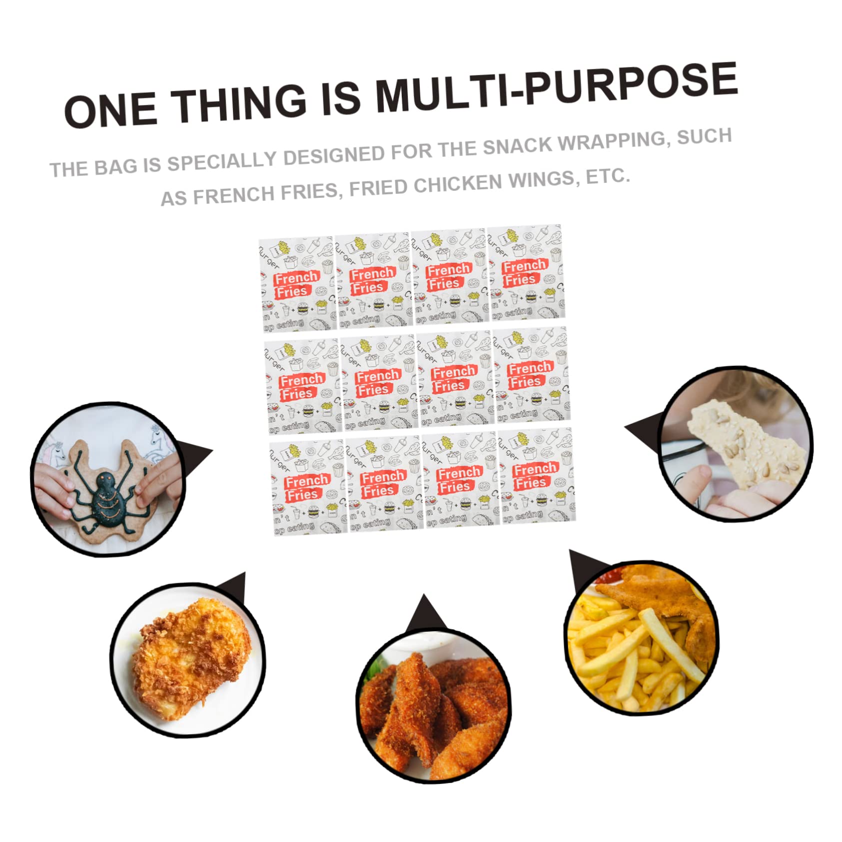 300piezas Bolsa De Papel Prueba De Aceite Para Comida Desechable Bolsa Para Papas Fritas y Snacks Para Envasar Alimentos y Llevar Eventos o Picnics