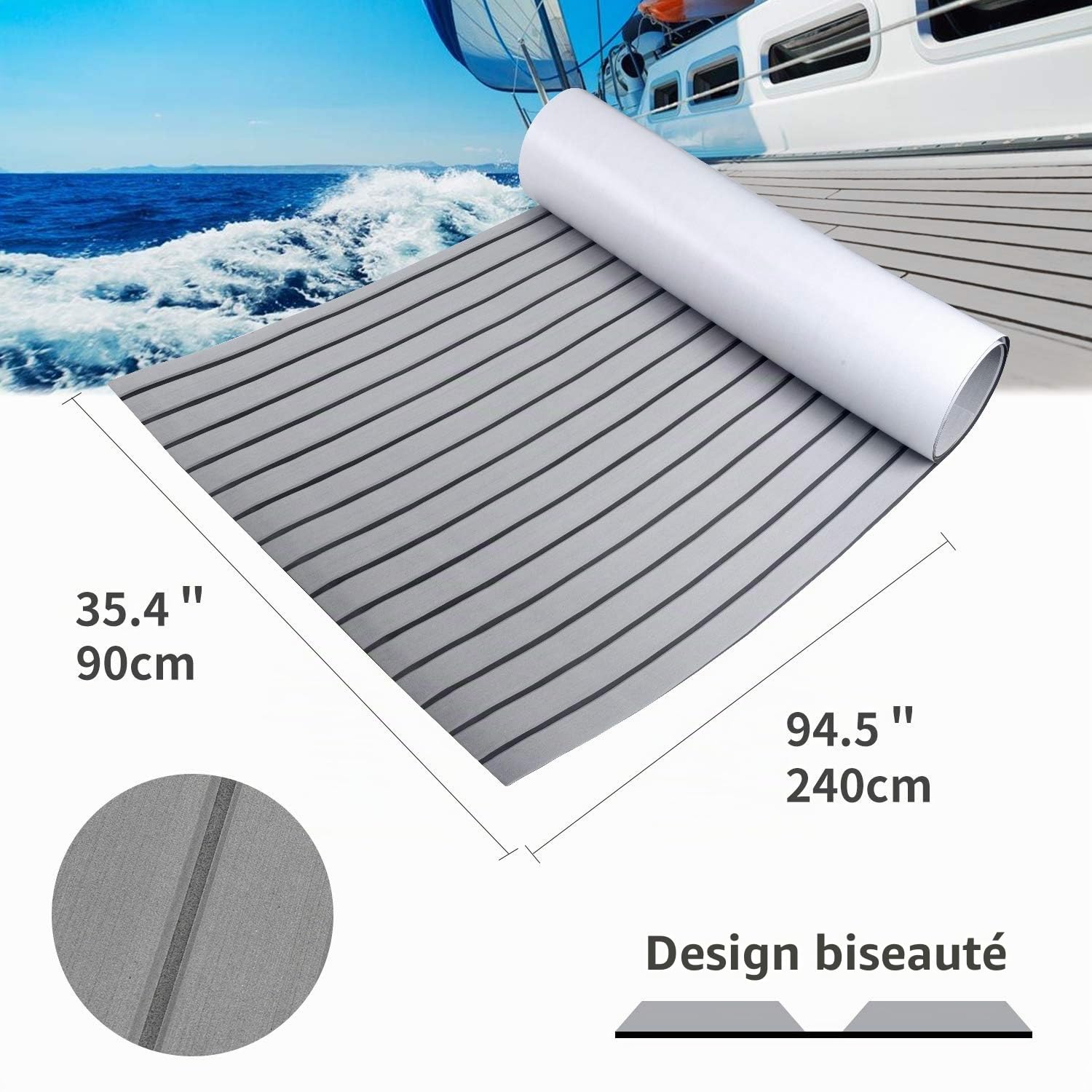 SenMore Tapis de Sol en Mousse Marine EVA, Tapis Antidérapant en Bois de Teck Lmitation, Utilisé pour Bateaux, Yachts, Véhicules Récréatifs, Sols de Jardin Imitation Teck Tapis, Marron
