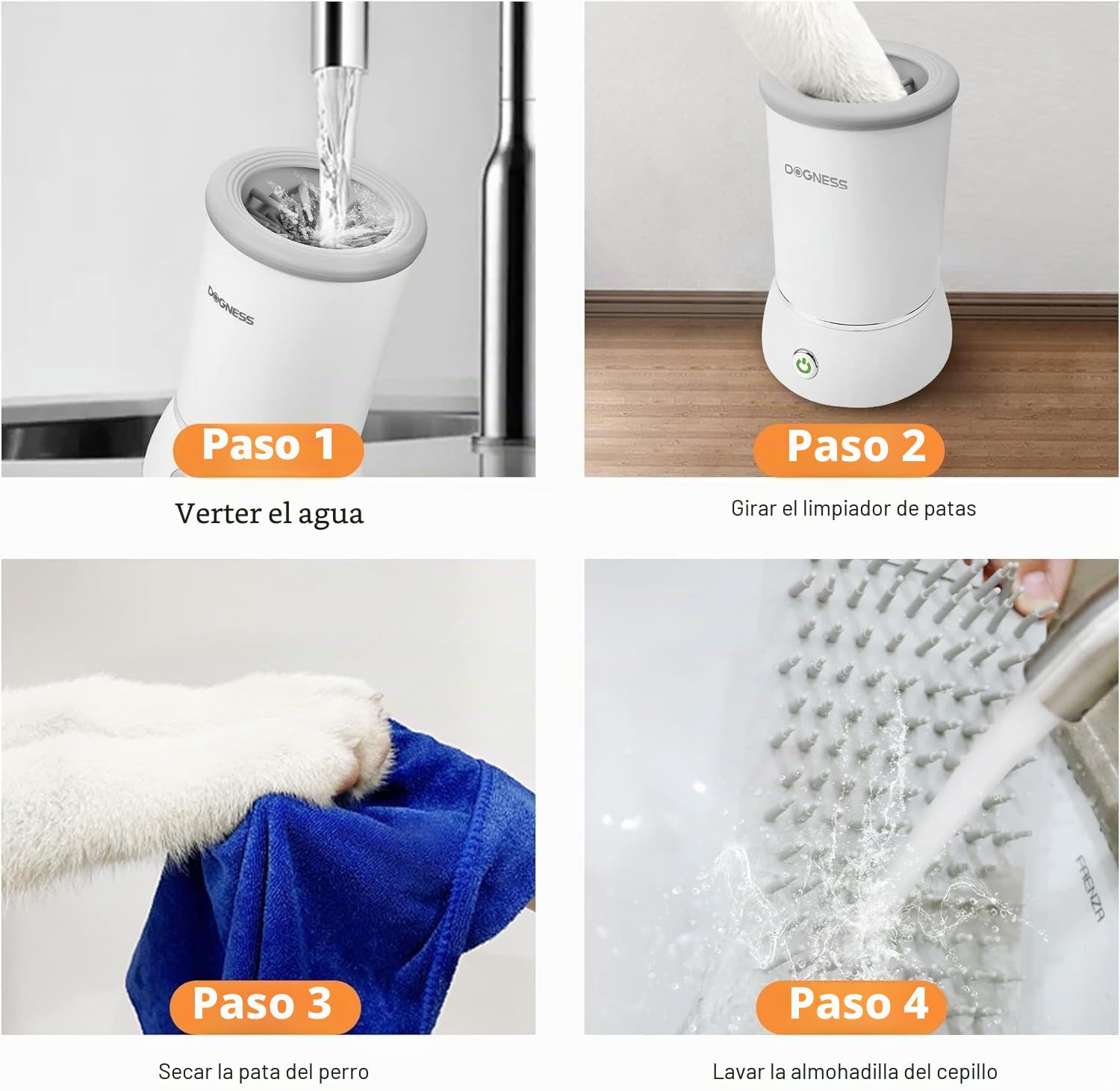 DOGNESS Limpiador automático para patas de perros, eléctrico, recargable a través de USB, a 360°, para la limpieza de las patas del perro