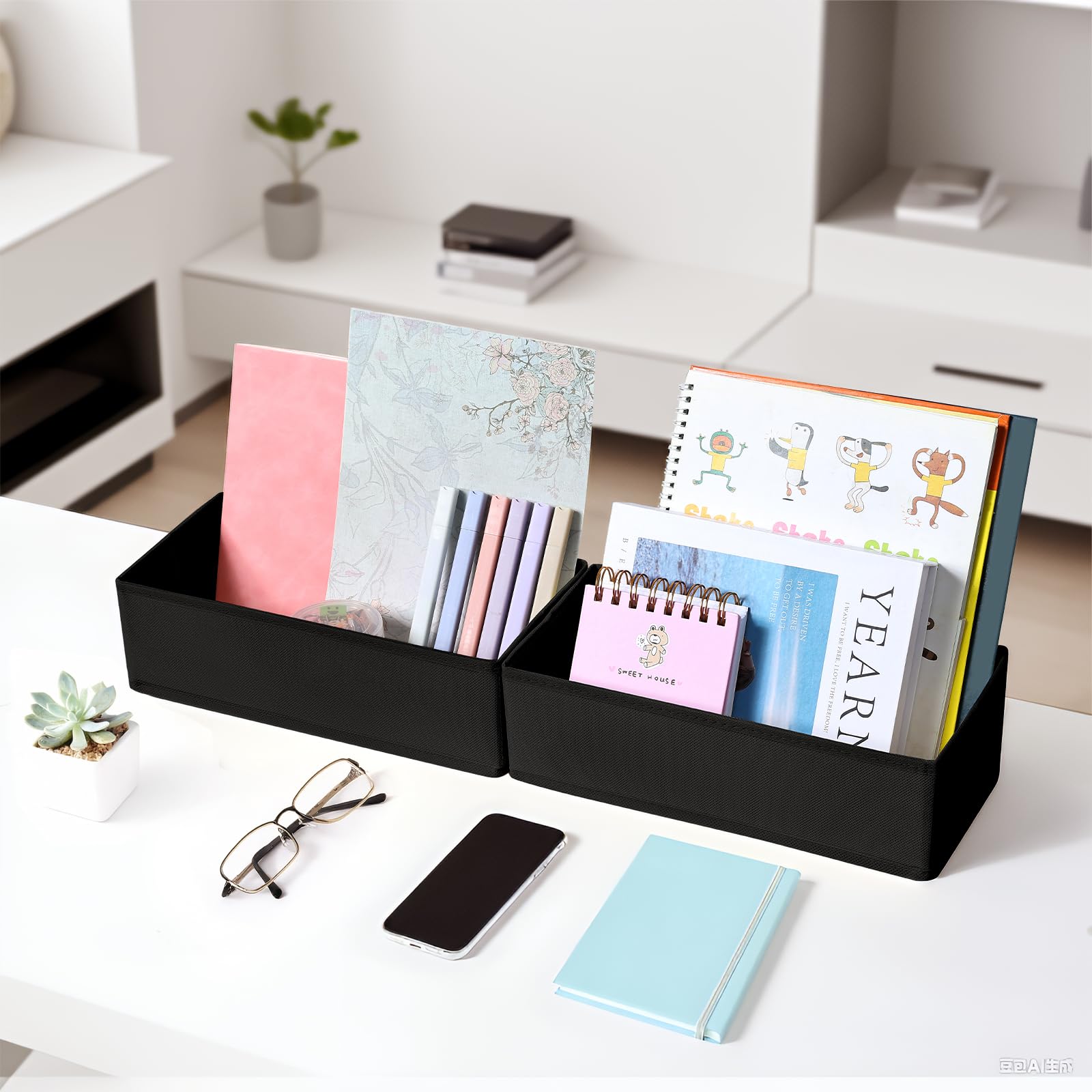 DIMJ Organizer do szuflad, zestaw 8 sztuk, 30 x 15 x 9 cm, system przechowywania pax, ubrania dziecięce, skarpety, przybory do przewijania, kolor czarny