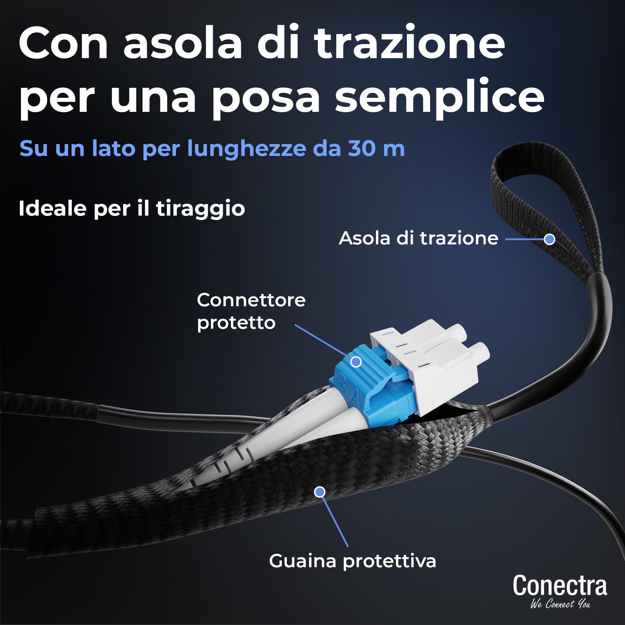 200m Cavo Fibra Ottica Armato OS2 Duplex Breakout LC/UPC, Bretella Ottica Monomodale G657A2 9/125µm, LSZH Interno/Esterno, Prolunga Fibra Cavo Corazzato Patch Rete Industria ⌀3mm Nero