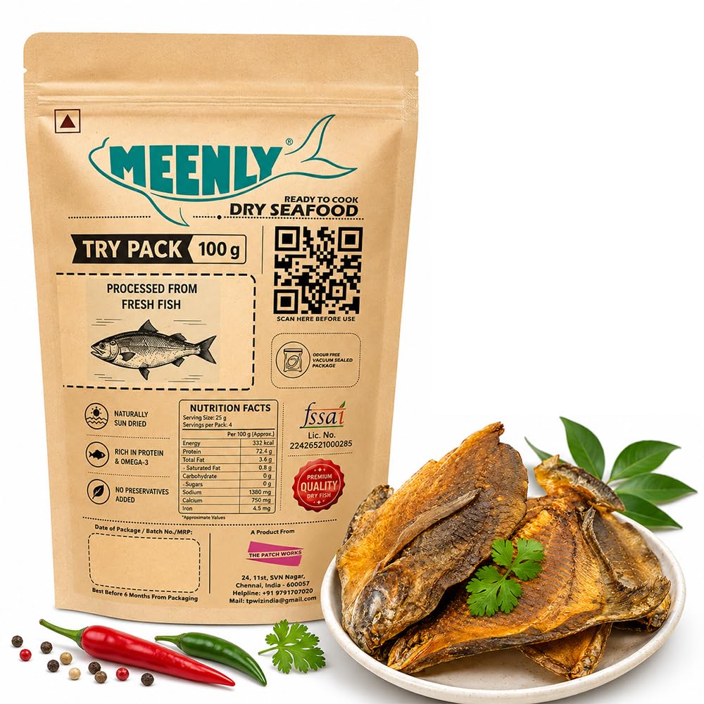 Meenly Premium Sun-Dried Pomfret (Vaval/Paplet/Avoli) - Authentic Salted Whole Dry Fish/Karuvadu, Vacuum-Sealed, No Preservatives | Try Pack - 100G-image-13