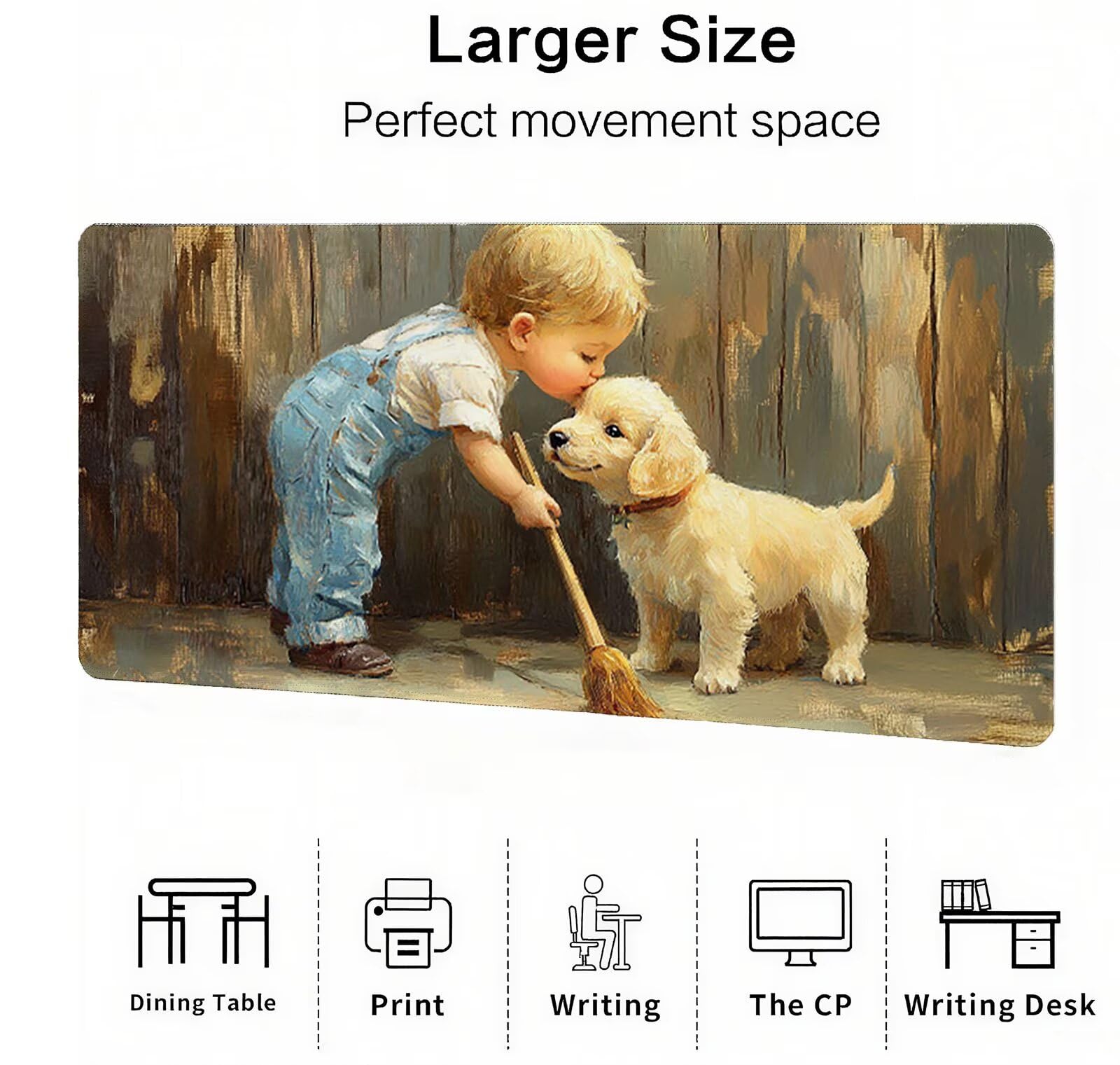 Tappetino Mouse XXL 1000x500 mm Mouse Pad Ragazzo Sottomano Scrivania Cane Mousepad Accessori Gaming Desk Mat per Migliorare Velocità Tappetini Gaming, per Ufficio Casa Computer Lavoro Gioco D-859
